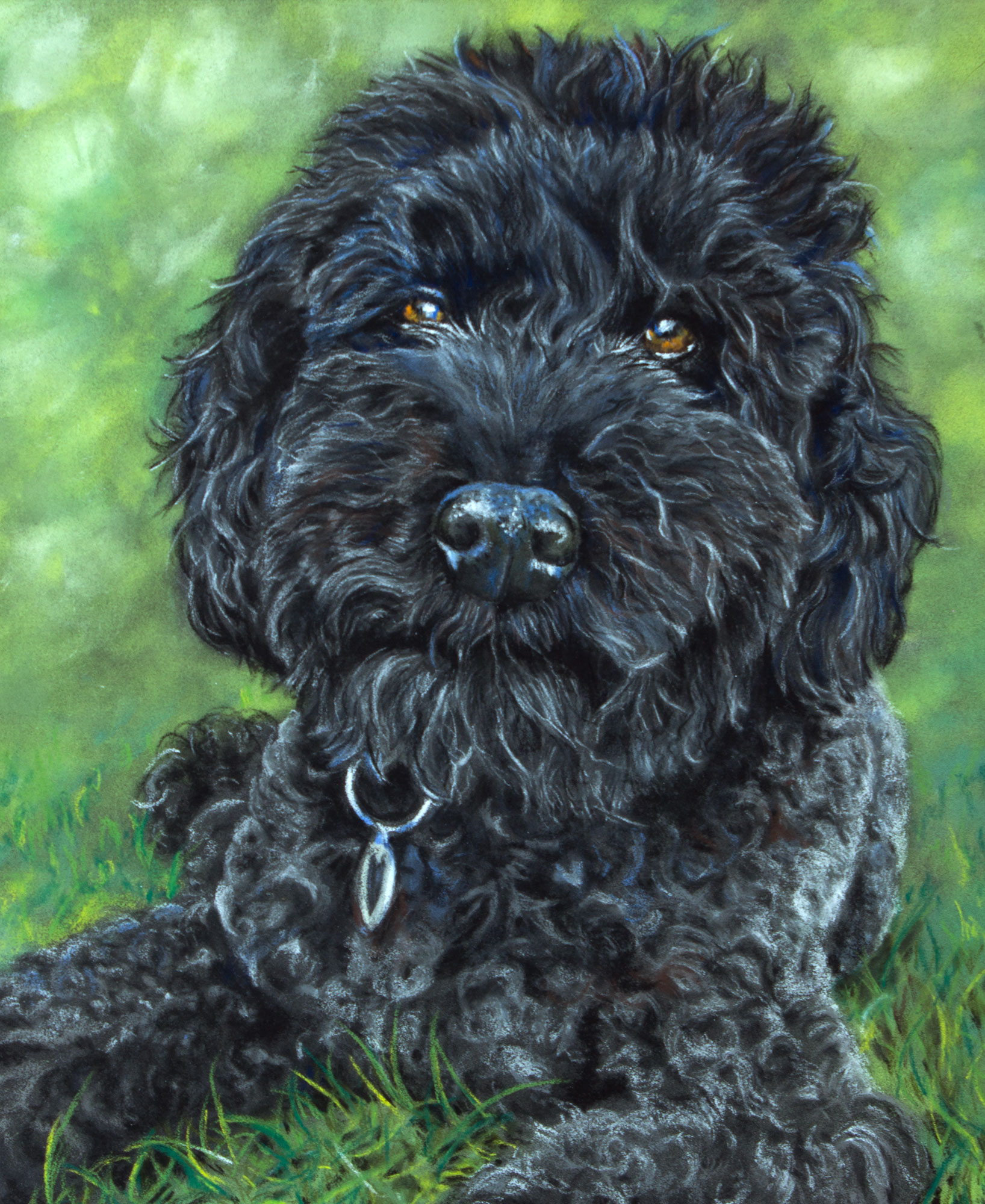 Pastel pencil on clarefontain pastel mat paper golden doodle pet portrait