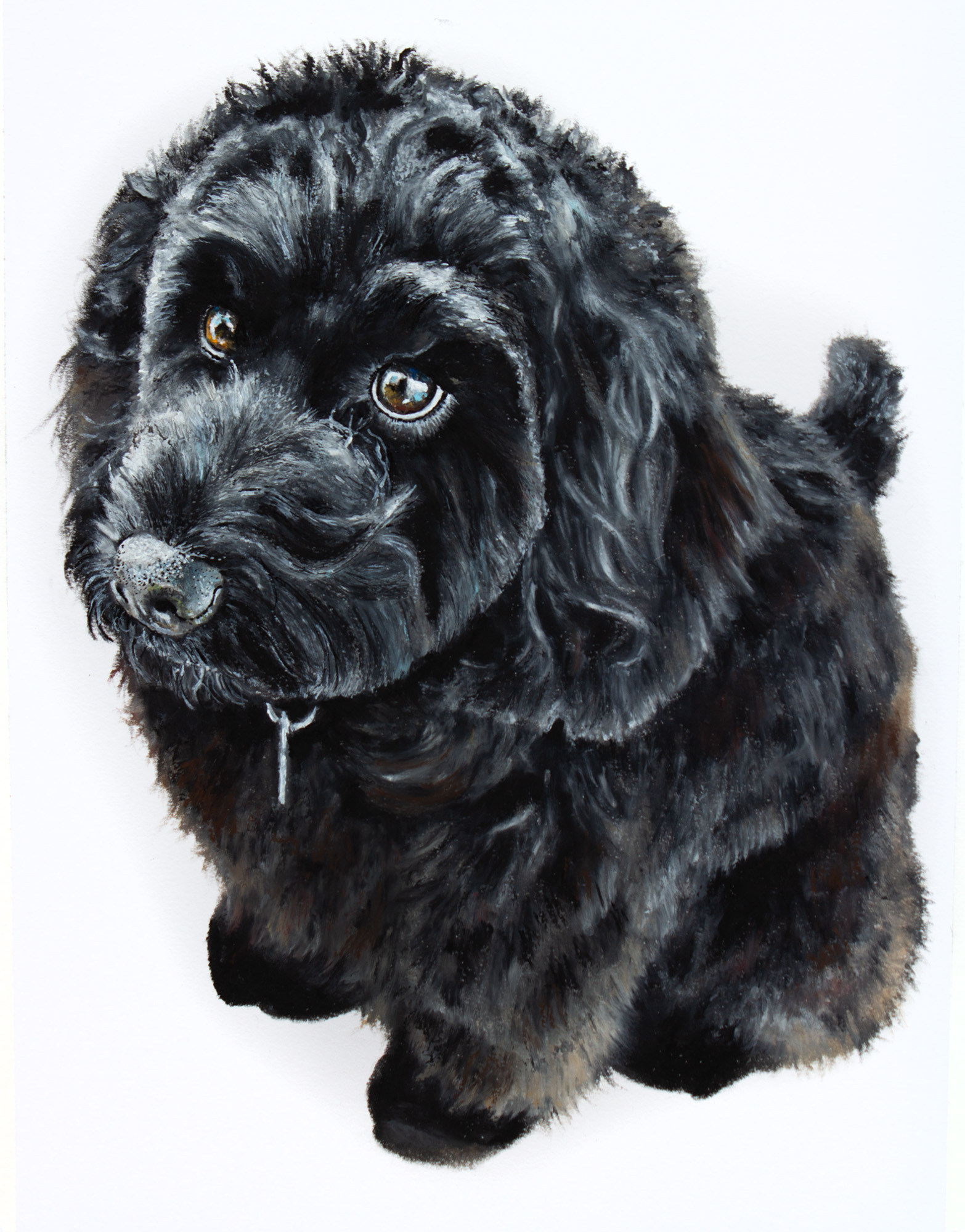 puppy wedding gift commission oil pastel